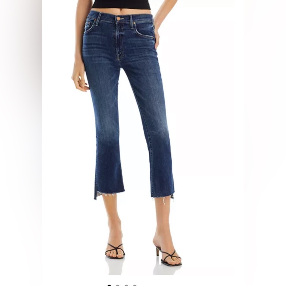 MOTHER The Insider High Rise Crop Step Fray Bootcut Jeans in Teaming Up Size 27